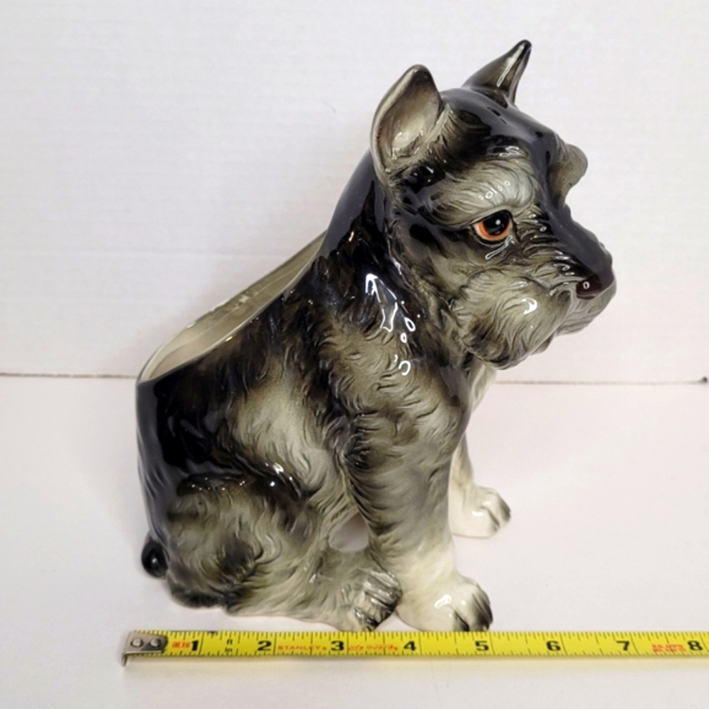 Schnauzer Terrier Dog Vintage Ceramic Planter Vase Japan Mold Relpo 1895 - Picture 13 of 14